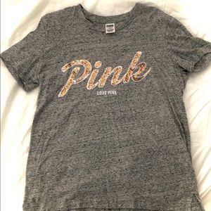 NWOT PINK by Victoria’s Secret Sparkly Logo Tee